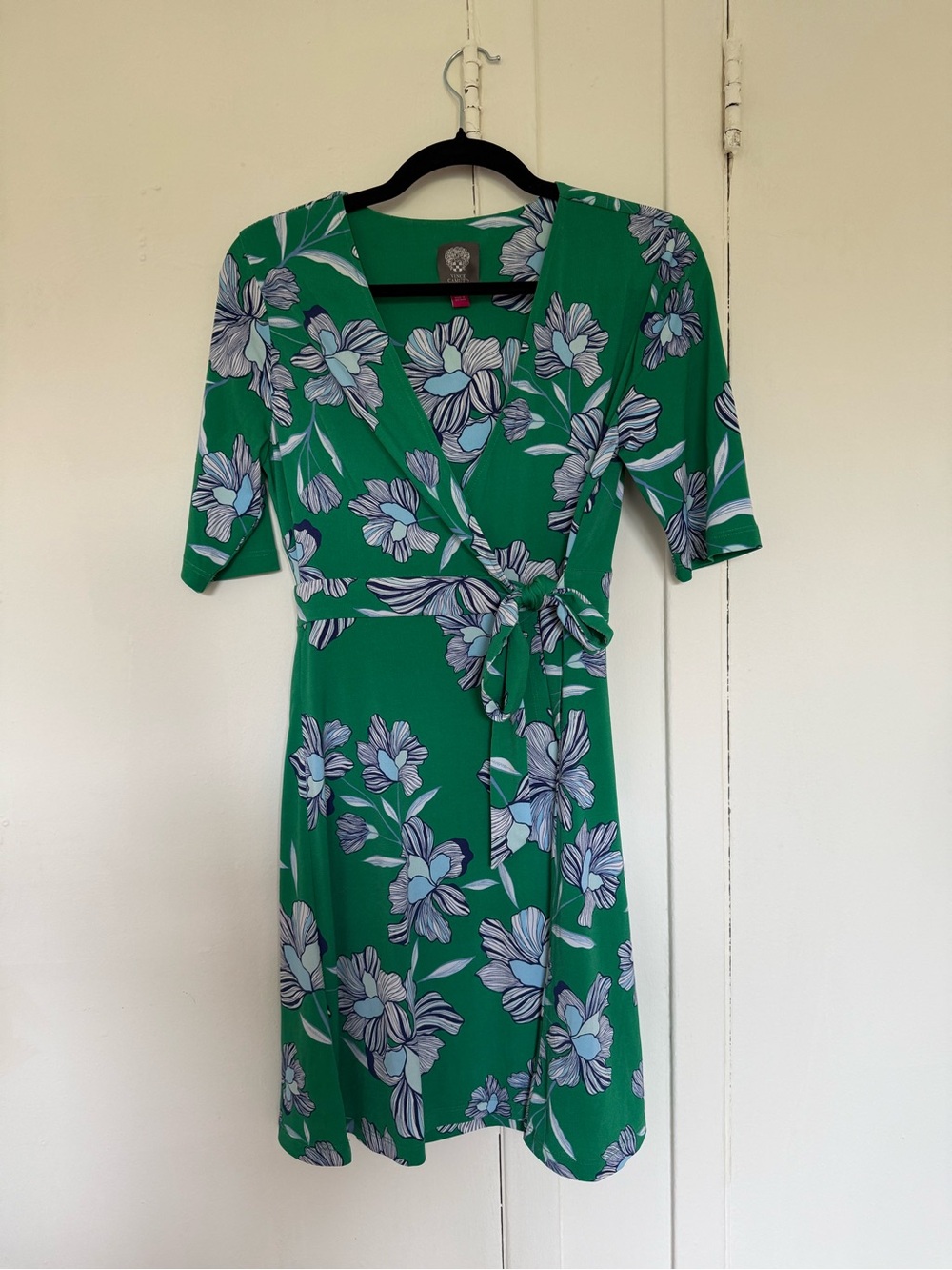 Green sFloral Wrap Dress - Vince Camuto